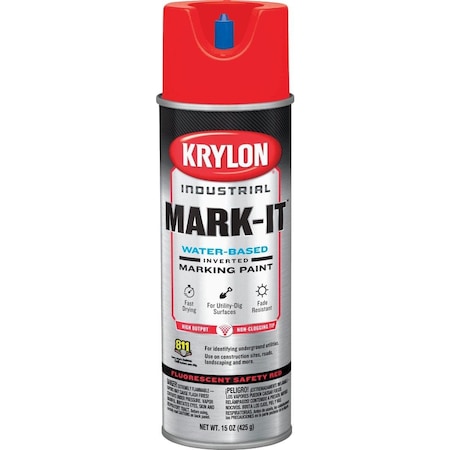 Krylon Mark-It Industrial WB Fluorescent Red Inverted Marking Paint 732408